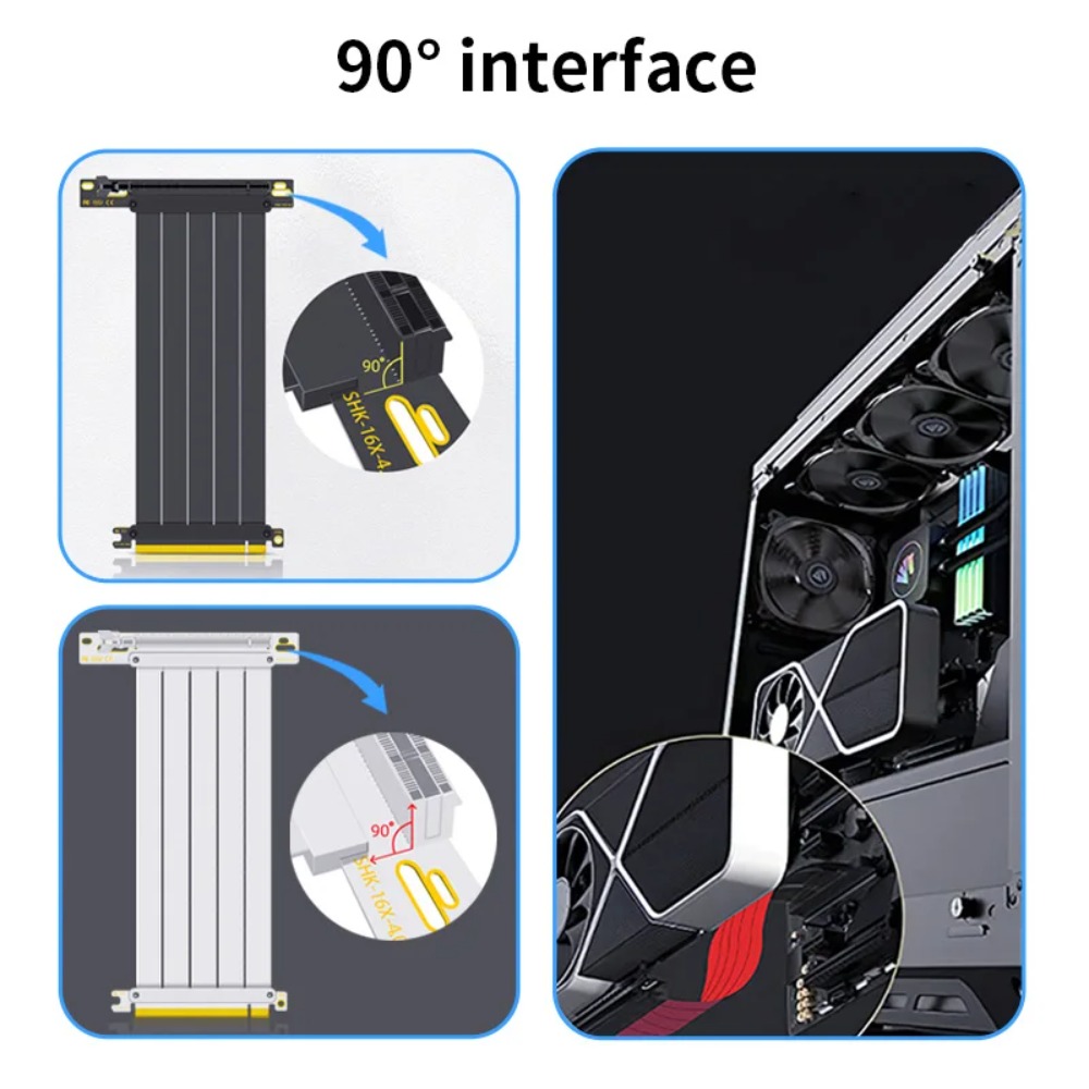 PCI‑E 4.0/3.0 X16 GPU Riser Ca - đánh giá và giá Pcie 4.0 X16 Riser Cable 90 Degree
