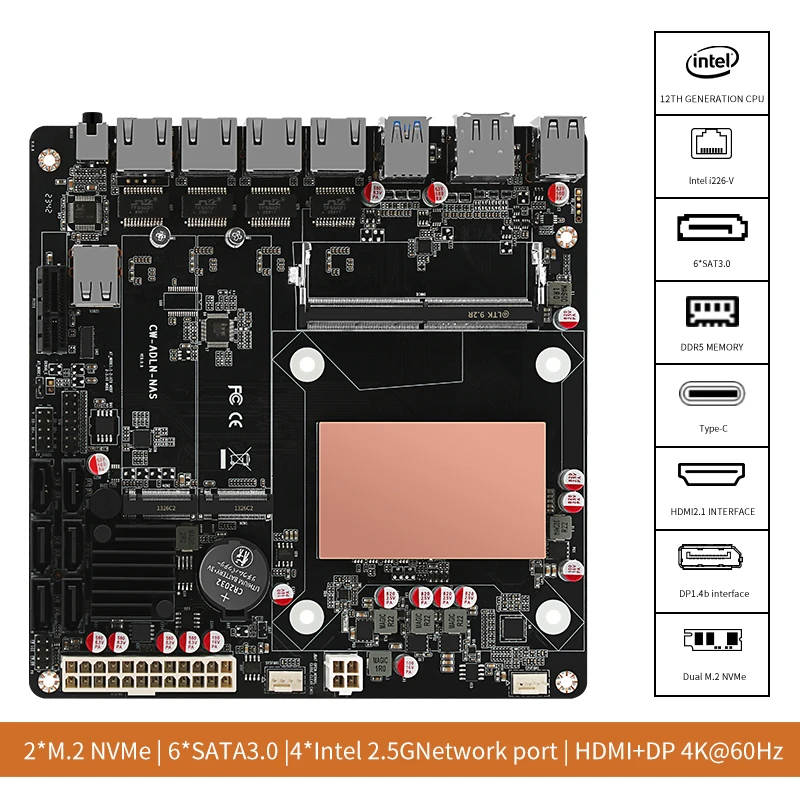 N100/N150 6 Bays NAS Motherboa - đánh giá và giá Nas Motherboard N100 6 Sata